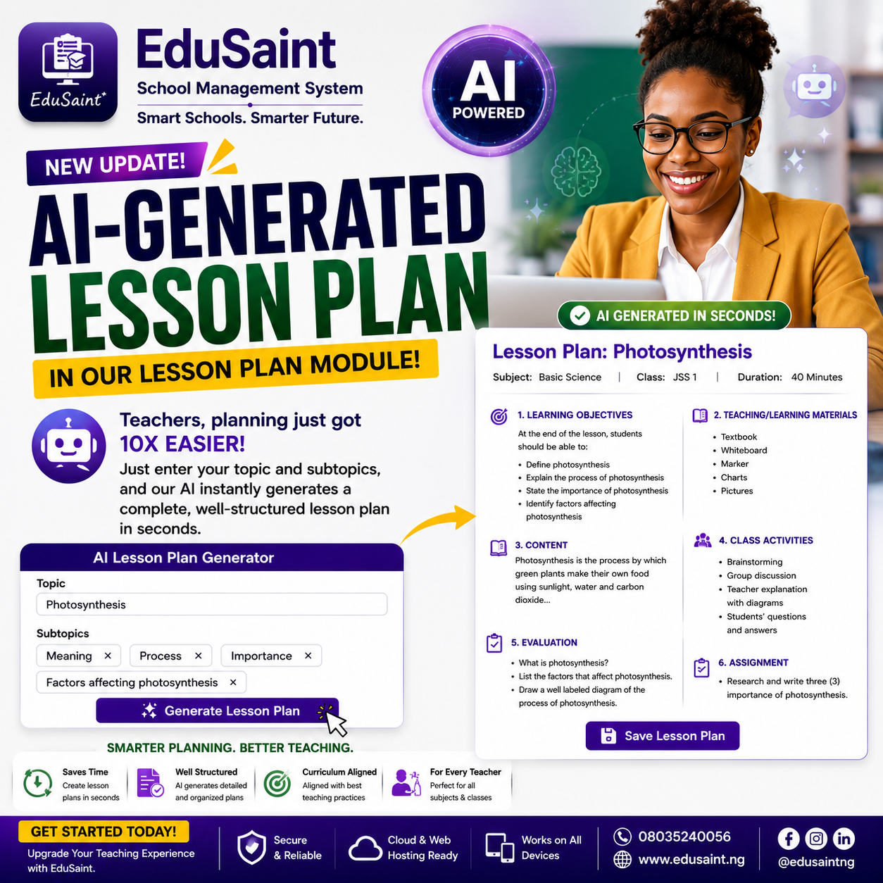 Introducing AI Powered Lesson Generation in our Edusaint School Management System